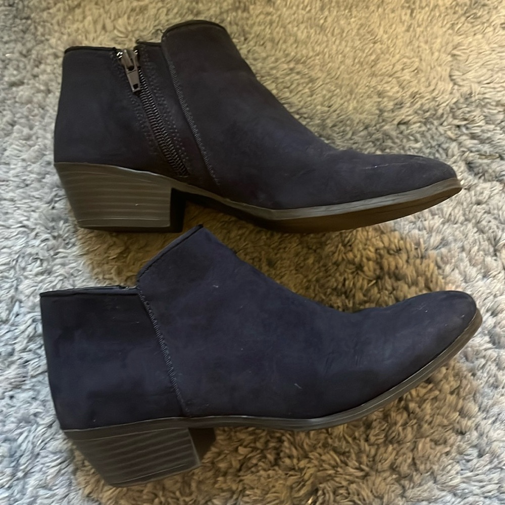 Navy Blue Suede Ankle Boots 7M
